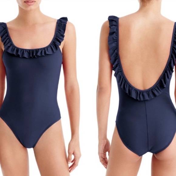 J. Crew Other - NEW J. Crew Ruffle Scoop Back One-Piece Swimsuit